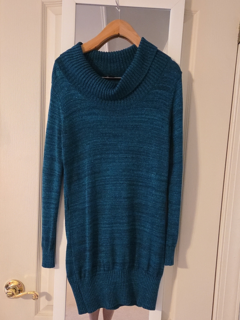 AB Studio Teal Cowl Neck Tunic Sweater